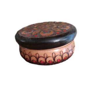 Vintage Carved Wood Trinket Box